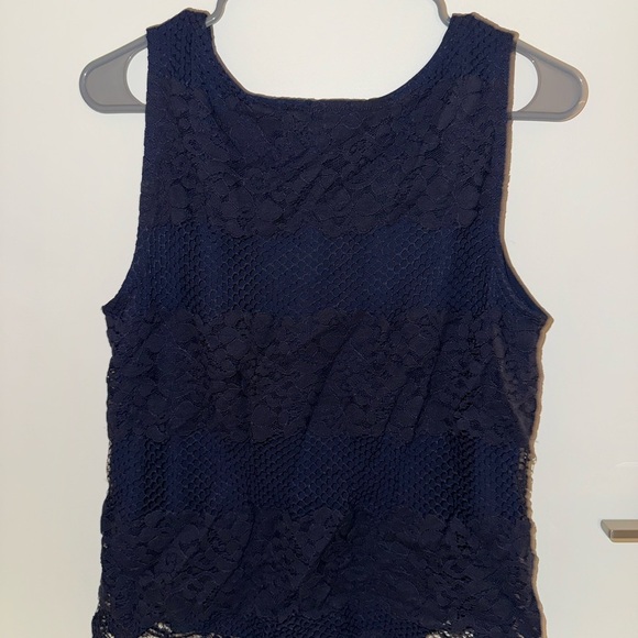 LOFT Tops - LOFT Navy Lace Tank Top